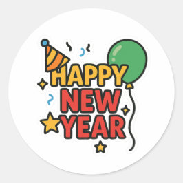 Adesivo Redondo Happy New Year