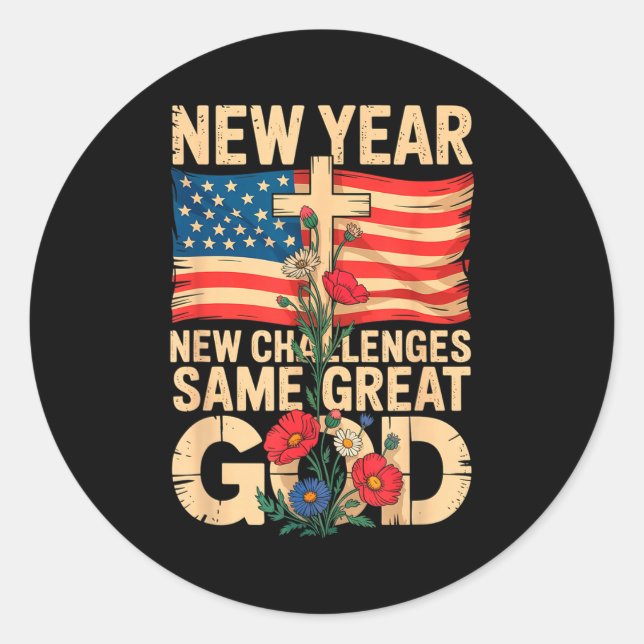 Adesivo Redondo Happy New Year 2026 Christian Challenges Same Grea (Frente)
