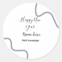 Happy new year name message gray simple holiday 