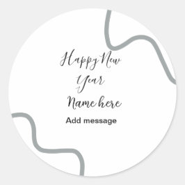 Adesivo Redondo Happy new year name message gray simple holiday