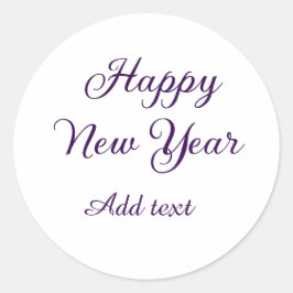 Adesivo Redondo Happy new year purple calligraphy simple minimal