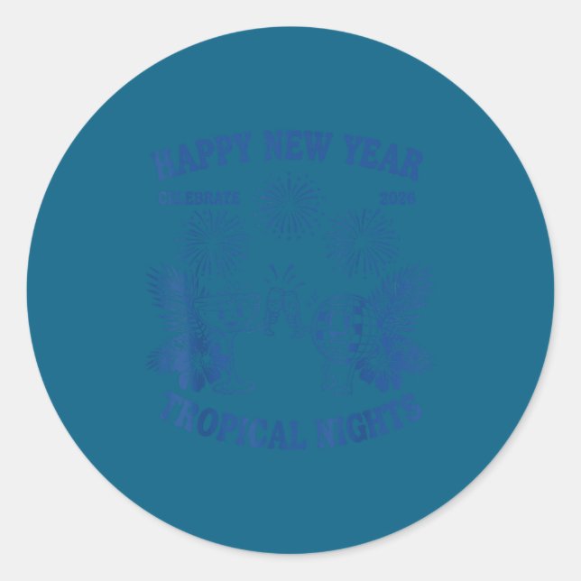 Adesivo Redondo Happy New Year Trocal Nights 2026 Celebration  (Frente)