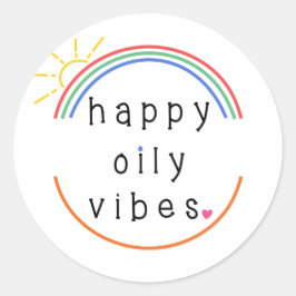 Adesivo Redondo Happy Oily Vibes Sticker