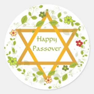 Adesivo Redondo Happy Passover Magen David Sticker