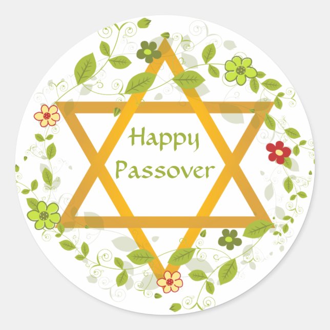 Adesivo Redondo Happy Passover Magen David Sticker (Frente)