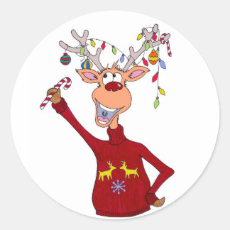 Adesivo Redondo Happy Reindeer