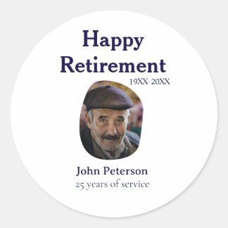 Adesivo Redondo happy retirement photo 25 years service name