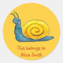 Adesivo Redondo Happy Snail | Vinheta Laranja