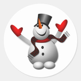 Adesivo Redondo Happy Snowman
