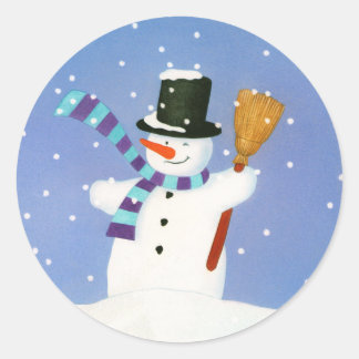 Adesivo Redondo Happy Snowman