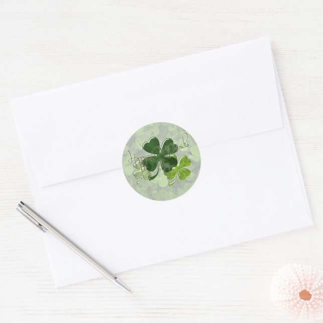 Adesivo Redondo Happy St. Patrick's Day (Envelope)