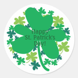 Adesivo Redondo Happy St. Patrick's Day Shamrock Clover Stickers