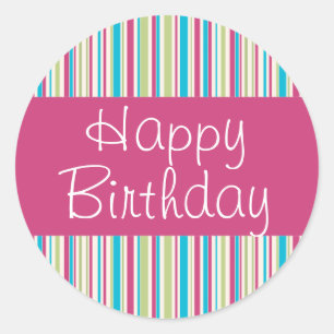 Adesivo Redondo Happy Strips Happy Birthday Seal