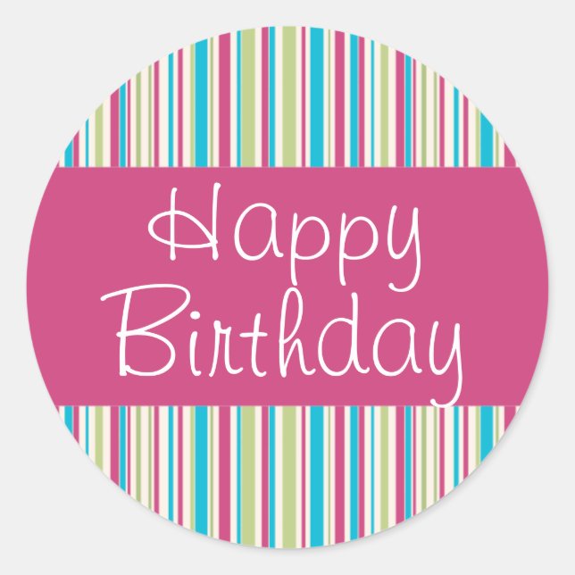 Adesivo Redondo Happy Strips Happy Birthday Seal (Frente)