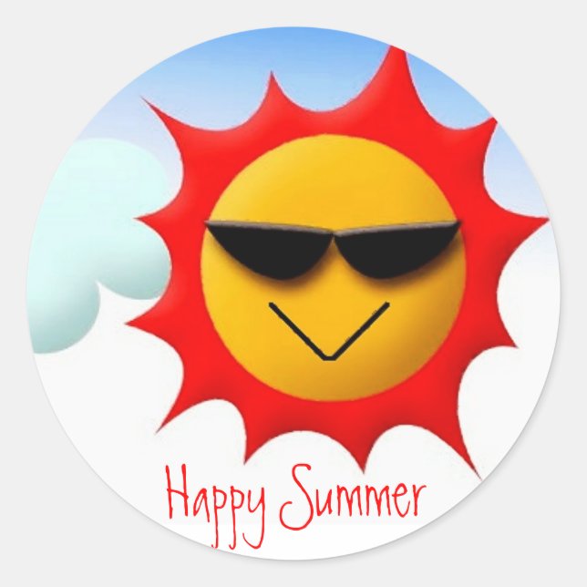 Adesivo Redondo Happy Summer Sticker (Frente)