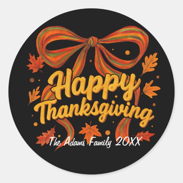 Adesivo Redondo Happy Thanksgiving gift sticker  (Frente)