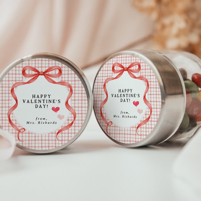 Adesivo Redondo Happy Valentine’s Day Personalized Teacher Sticker (Criador carregado)