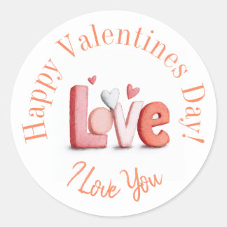 Adesivo Redondo Happy Valentine’s Day stickers 