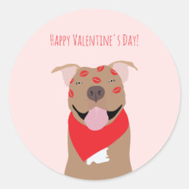 Adesivo Redondo Happy Valentines Day American Buldog Kiss Marks