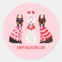 Adesivo Redondo Happy Valentines Day Dobermann Dogs