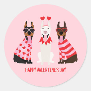 Adesivo Redondo Happy Valentines Day Dobermann Dogs