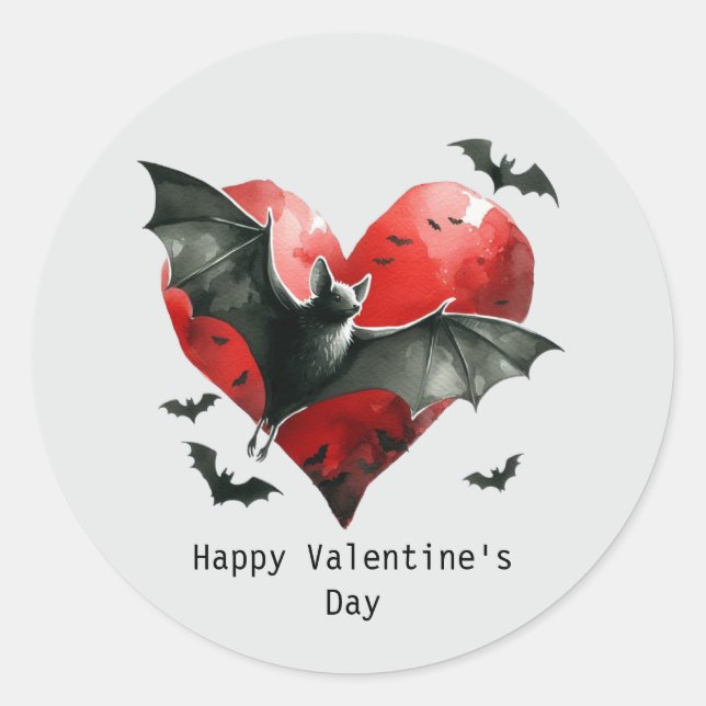 Adesivo Redondo Happy Valentine's Day Gothic bat (Frente)