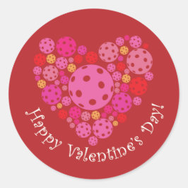 Adesivo Redondo Happy Valentine's Day Pickleball Style