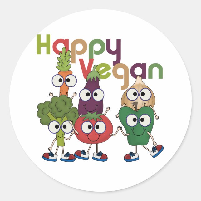 Adesivo Redondo Happy Vegan (Frente)