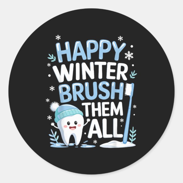 Adesivo Redondo Happy Winter Bruhem All Teeth Dental Dentist Chris (Frente)