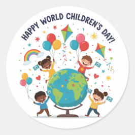 Adesivo Redondo Happy World Children’s Day Celebration Sticker