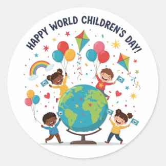 Adesivo Redondo Happy World Children’s Day Celebration Sticker