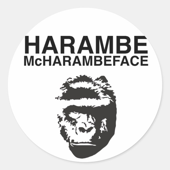 Adesivo Redondo Harambe McHarambeface (Frente)