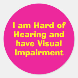 Adesivo Redondo Hard of Hearing and Visual Impairment Pink