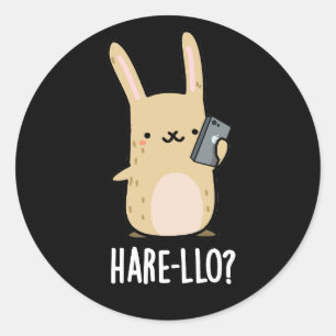 Adesivo Redondo Hare Llo Ali Coelho Engraçado Pun Dark BG