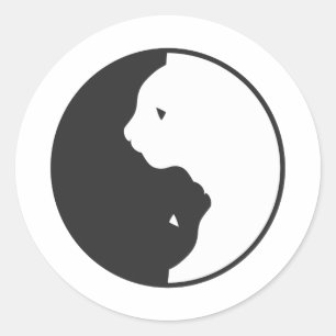 Adesivo Redondo Harmonia branca e preta de gato - Escolher cor pre