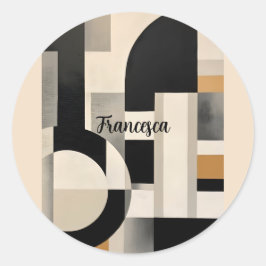 Adesivo Redondo Harmonia em Sombras: Composição de Abstrato de B &