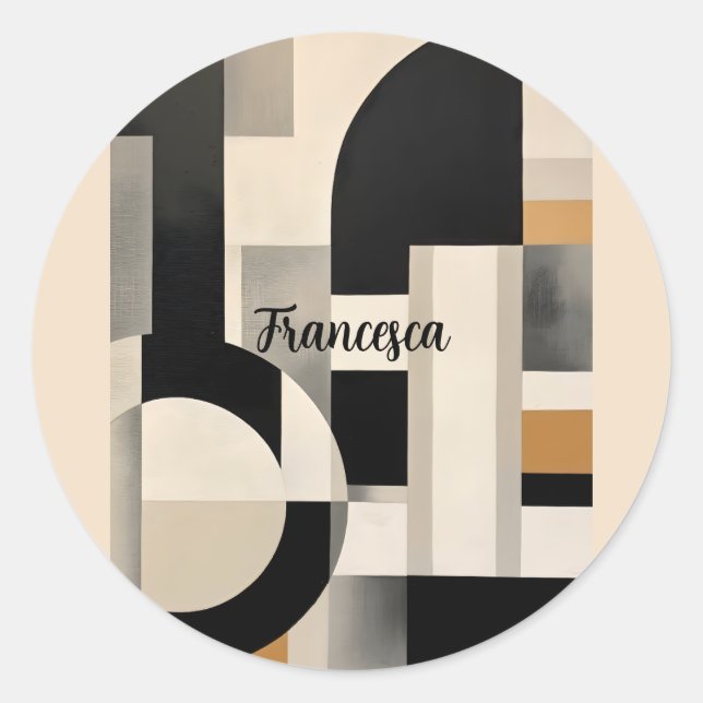 Adesivo Redondo Harmonia em Sombras: Composição de Abstrato de B & (Frente)