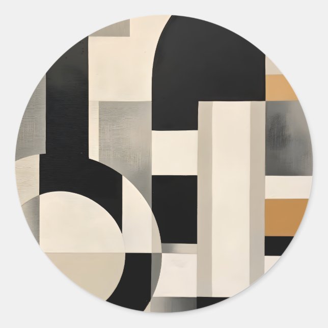 Adesivo Redondo Harmonia em Sombras: Composição de Abstrato de B & (Frente)