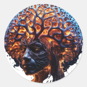 Adesivo Redondo "Harmonia Neural: Uma Visão de Clareza e Crescimen