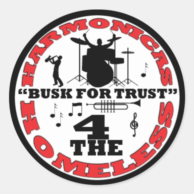 Adesivo Redondo Harmonicas para os Sem-Abrigo (Frente)