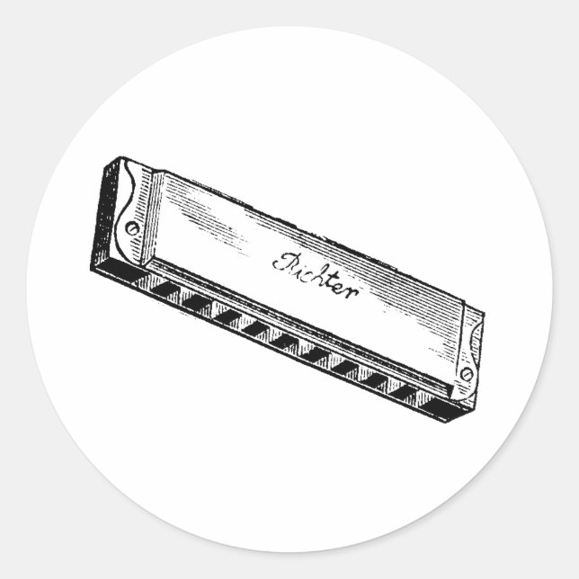 Adesivo Redondo Harp Harmonica/Blues (Frente)