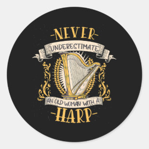 Adesivo Redondo Harp Musical Instrumento Musical Harp