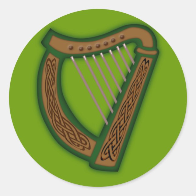 Adesivo Redondo Harpa celta celtic harp (Frente)