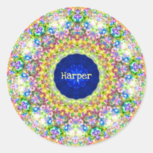 Adesivo Redondo HARPER ~ Padrões Florais Doce ~ Personalizados