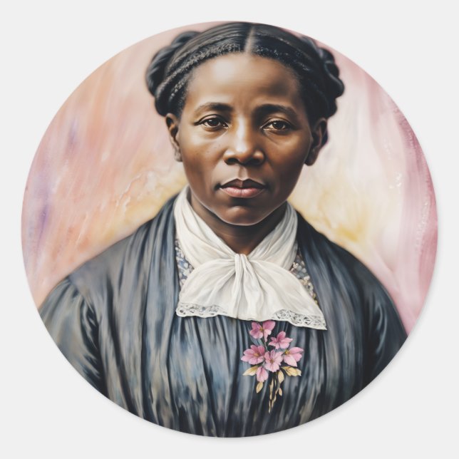 Adesivo Redondo Harriet Tubman Original Art (Frente)
