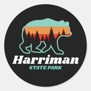 Adesivo Redondo Harriman State Park Idaho ID Bear Retro
