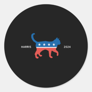 Adesivo Redondo Harris 2024 Democrat Cat - Votação Para Kamala Whe