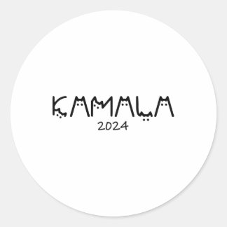 Adesivo Redondo Harris 2024 Engraçada Gama de Gato Sem Fios