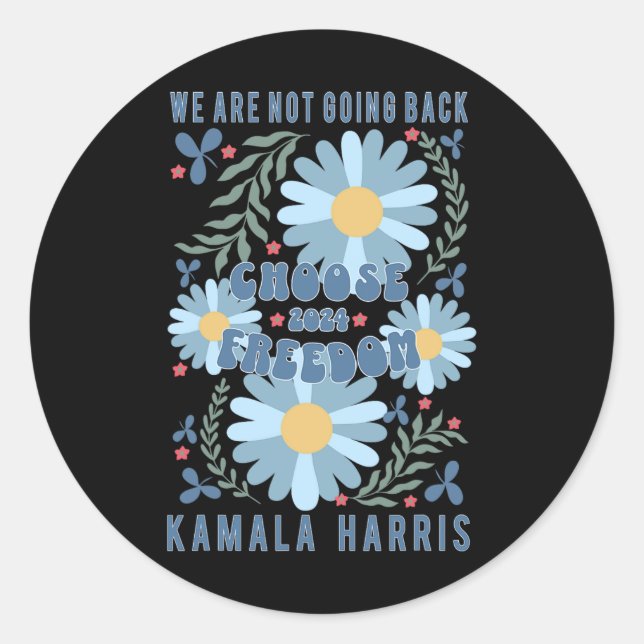 Adesivo Redondo Harris 2024 Escolha Freedom Boho Wildflower (Frente)