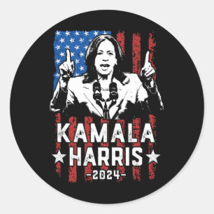 Adesivo Redondo Harris 2024 Flag Kamala Para Presidente Usa Flag H